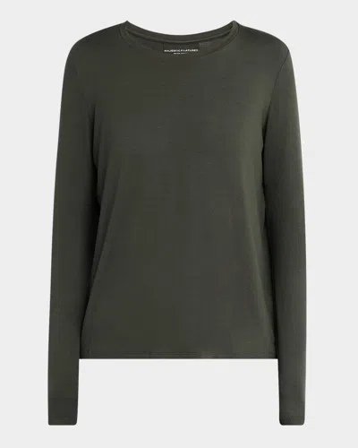 Majestic Soft Touch Pleated Crewneck Pullover In 608 Forest