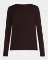 Majestic Soft Touch Pleated Crewneck Pullover In Brown
