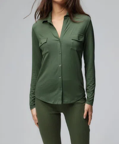 Majestic Soft Touch Pocket Shirt In Mousse In Green