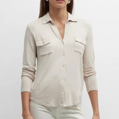 Majestic Soft Touch Pocket Shirt In Milk In White