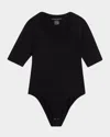 Majestic Soft Touch Scoop-neck Bodysuit In Noir