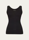 Majestic Soft Touch Scoop-neck Tank In Black