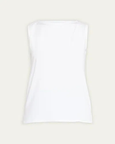 Majestic Soft Touch Semi-relaxed Boat-neck Tank In White