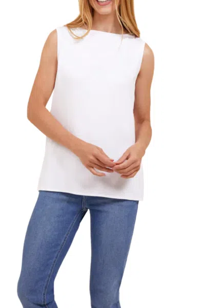 Majestic Soft Touch Semi Relaxed Boatneck Tank Top In Blanc In White