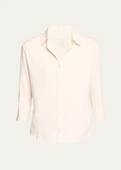 Majestic Soft Touch Semi-relaxed Button-front Shirt In 104 Cream
