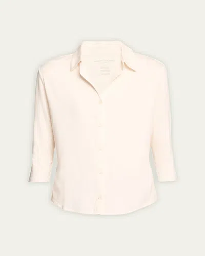 Majestic Soft Touch Semi-relaxed Button-front Shirt In Cream