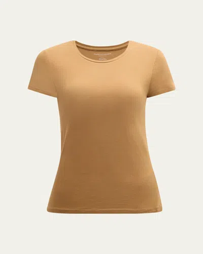 Majestic Soft Touch Short-sleeve Crewneck T-shirt In Chamois