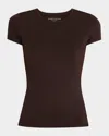 Majestic Soft Touch Short-sleeve Crewneck T-shirt In Coffee