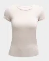 Majestic Soft Touch Short-sleeve Crewneck T-shirt In Cream