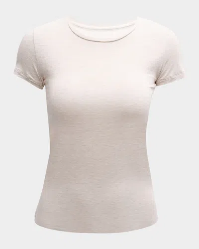 Majestic Soft Touch Short-sleeve Crewneck T-shirt In Ecru Chine