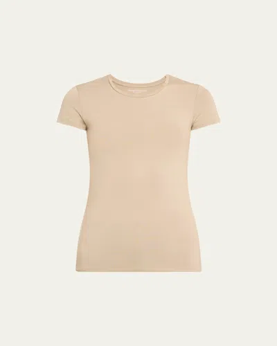 Majestic Soft Touch Short-sleeve Crewneck T-shirt In Sand