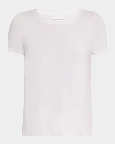 Majestic Soft Touch Short-sleeve Crewneck Tee In Blanc