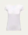 Majestic Soft Touch Short-sleeve V-neck Tee In White