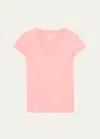 Majestic Soft Touch Short-sleeve V-neck Top In Bouton De Rose