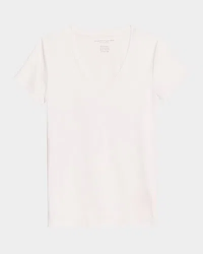 Majestic Soft Touch Short-sleeve V-neck Top In White