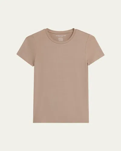 Majestic Machine Washable Cashmere Crewneck T-shirt In Brown