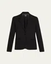 Majestic Soft Touch Single-button Blazer In Black