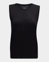Majestic Soft Touch Sleeveless Crew In Noir
