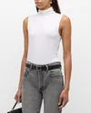 Majestic Soft Touch Viscose Sleeveless Turtleneck Top In Dark Gray