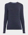 Majestic Soft Touch Striped Long-sleeve Pullover In Blue