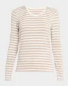 Majestic Soft Touch Striped Long-sleeve Pullover In Neutral