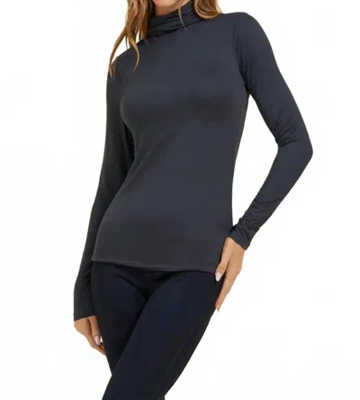 Majestic Soft Touch Turtleneck Top In Anthracite In Blue