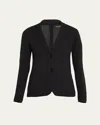 Majestic Soft Touch Two-button Blazer In Noir