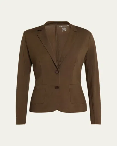 Majestic Soft Touch Two-button Blazer In Brown