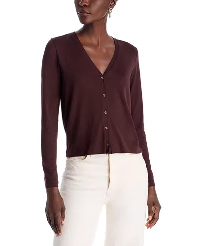 Majestic Soft Touch V Neck Cardigan In Aubergine