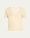 MAJESTIC SOFT TOUCH V-NECK SHIMMER JERSEY T-SHIRT
