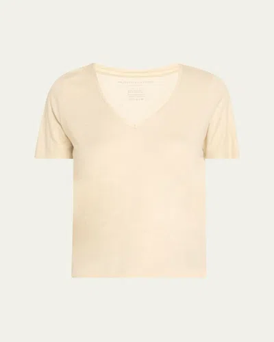Majestic Soft Touch V-neck Shimmer Jersey T-shirt In Gray
