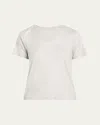 Majestic Soft Touch V-neck Shimmer Jersey T-shirt In Gray