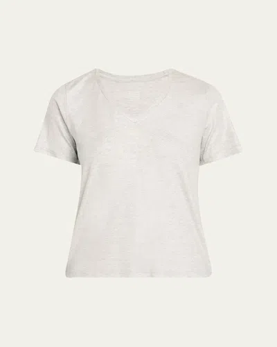 Majestic Soft Touch V-neck Shimmer Jersey T-shirt In Gray