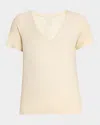 MAJESTIC SOFT TOUCH V-NECK SHIMMER JERSEY T-SHIRT