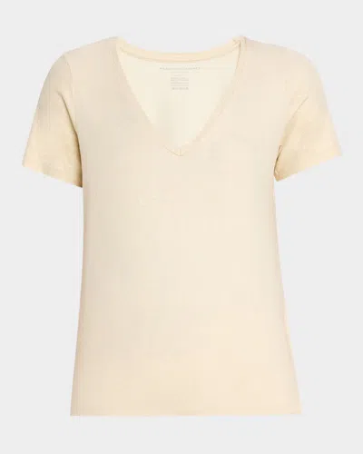Majestic Soft Touch V-neck Shimmer Jersey T-shirt In Grege