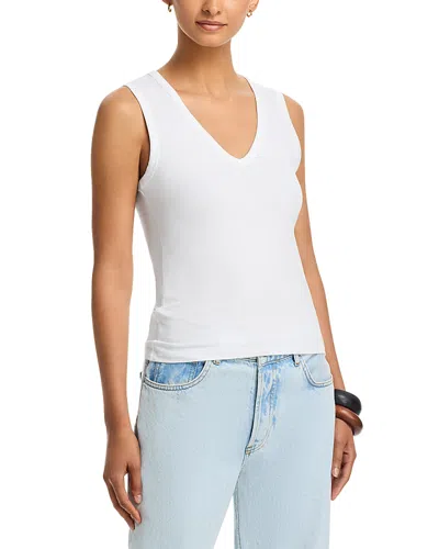Majestic Soft Touch V Neck Tank Top In White