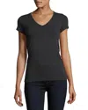 Majestic Soft Touch Long-sleeve V-neck Tee In Black