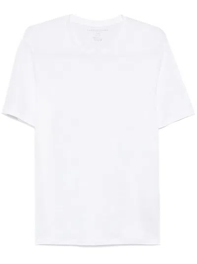 Majestic Solid Color Short Sleeves Round Neck Sweater In White