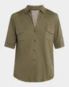 Majestic Stretch Linen 3/4-sleeve Pocket Shirt