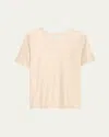 Majestic Stretch Linen Metallic Short-sleeve Crewneck Tee In Neutral