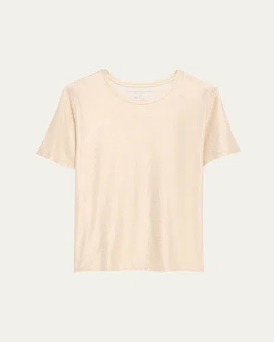 Majestic Stretch Linen Metallic Short-sleeve Crewneck Tee In Neutral