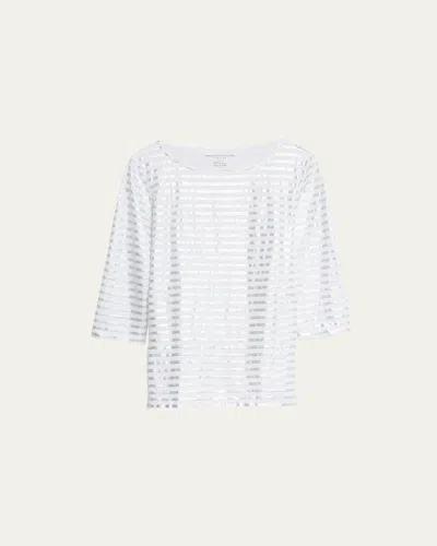 Majestic Stretch Linen Metallic Striped Top