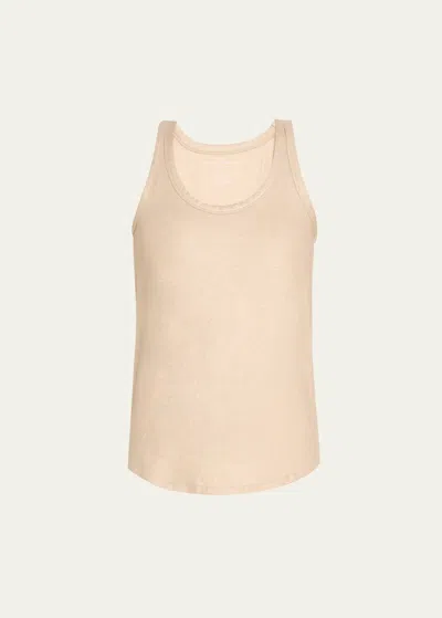 Majestic Stretch Linen Metallic Tank Top In 677 Sable