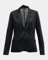 Majestic Fitted Linen Blazer In Noir