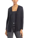 Majestic Stretch Linen Open Cardigan In Noir