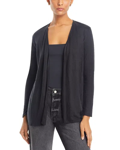 Majestic Stretch Linen Open Cardigan In Noir