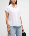 MAJESTIC STRETCH LINEN SHORT-SLEEVE SHIRT WITH ROLLED CUFFS