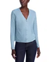 Majestic Stretch Linen V Neck Cardigan In Ocean