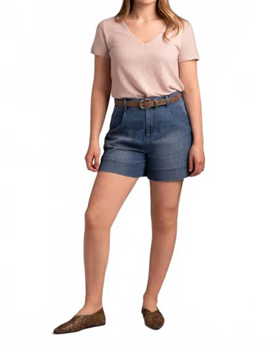 Majestic Stretch Linen V-neck Tee In Glycine In Animal Print