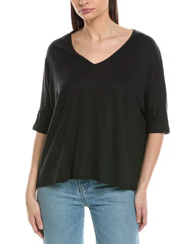 Majestic Stretch Linen-blend Oversized T-shirt In Black